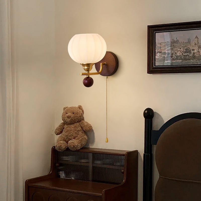 Elegant Wall Sconce Lighting - Modern Metal, Wood & Glass Wall Lamp with White Shade for Unique Interior Decor
