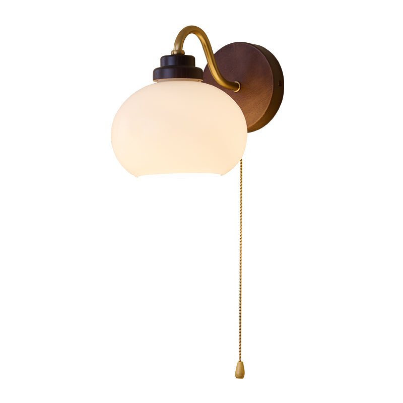 Elegant Wall Sconce Lighting - Modern Metal, Wood & Glass Wall Lamp with White Shade for Unique Interior Decor