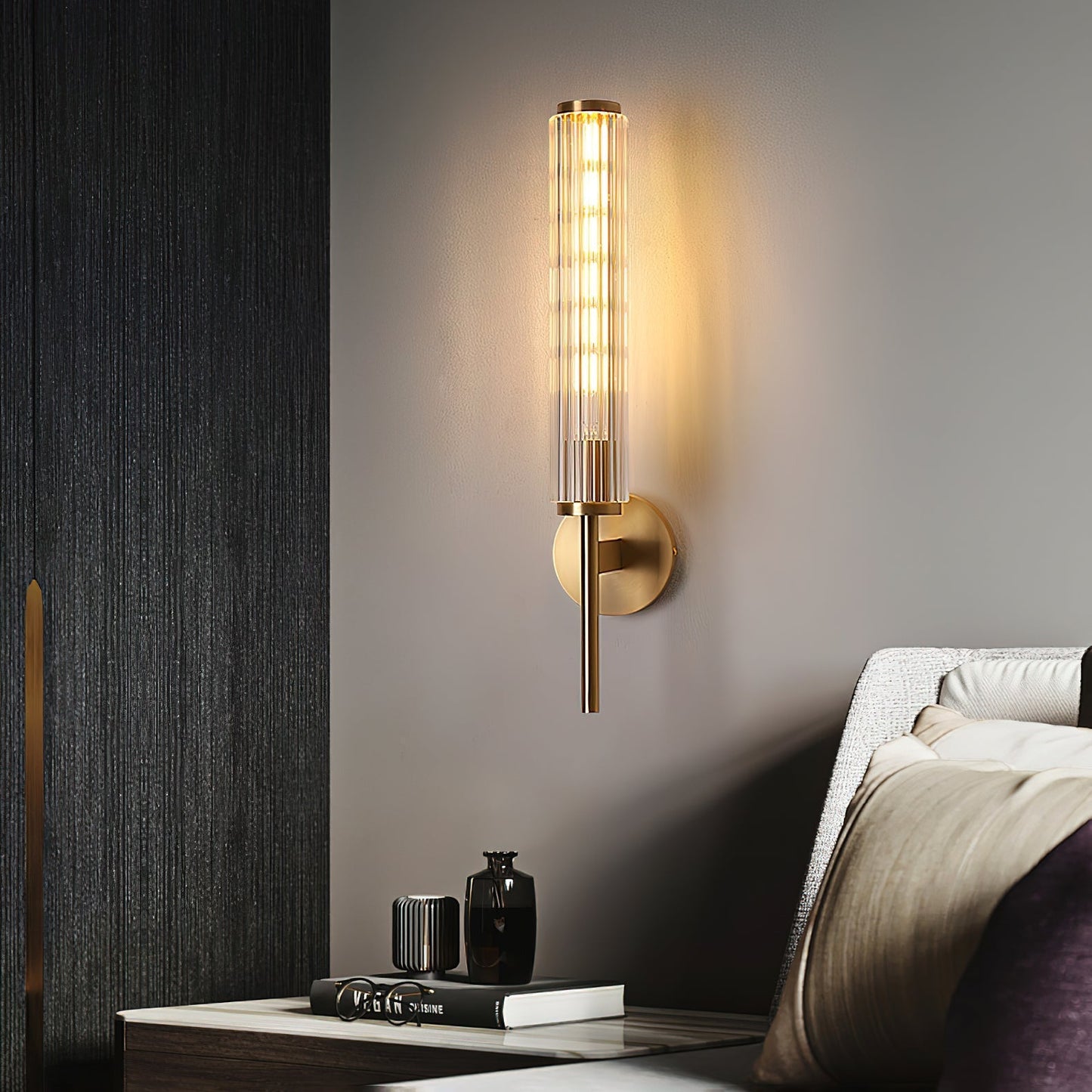 Modern Wall Sconce Lighting with Clear Glass Shade and LED, Slim Design for Living Room, Bedroom, and Hallway