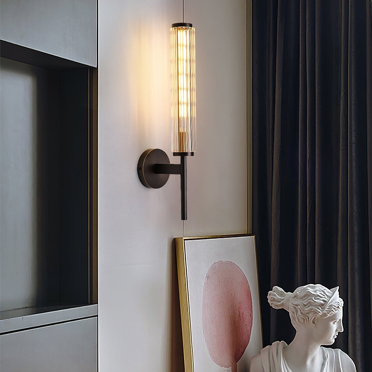 Modern Wall Sconce Lighting with Clear Glass Shade and LED, Slim Design for Living Room, Bedroom, and Hallway