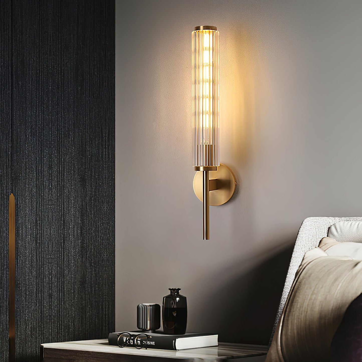 Modern Wall Sconce Lighting with Clear Glass Shade and LED, Slim Design for Living Room, Bedroom, and Hallway