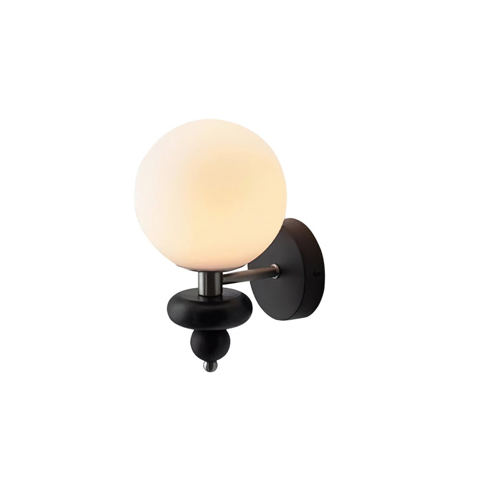 Modern Wall Sconce Lighting with Opal Glass and Wood Accents - Elegant Wall Lamp for Living Room, Bedroom, and Hallway