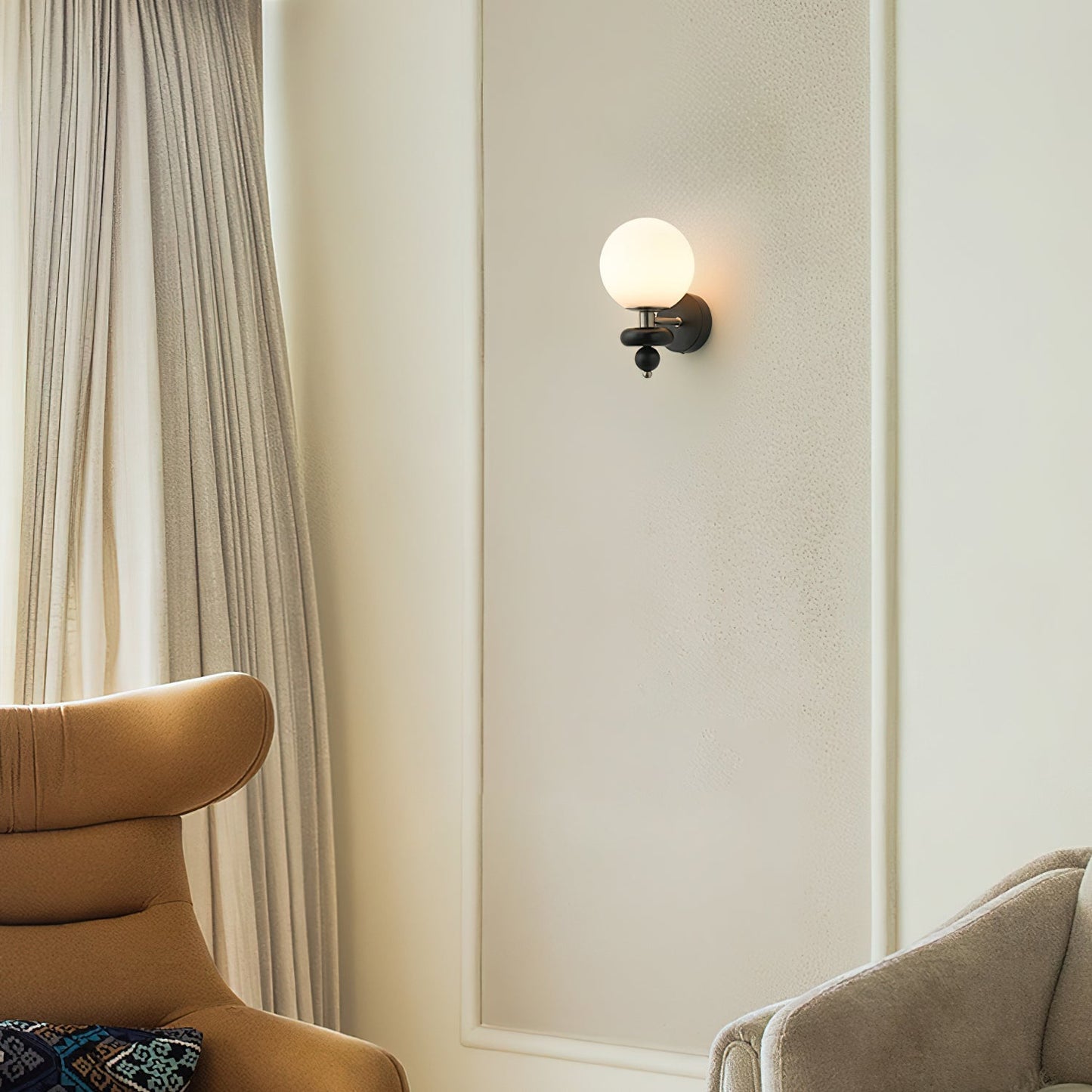 Modern Wall Sconce Lighting with Opal Glass and Wood Accents - Elegant Wall Lamp for Living Room, Bedroom, and Hallway