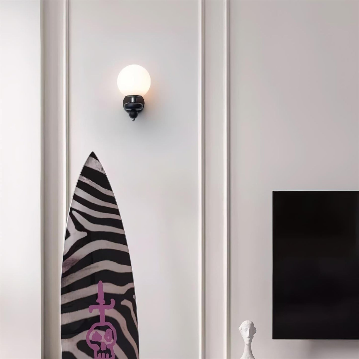 Modern Wall Sconce Lighting with Opal Glass and Wood Accents - Elegant Wall Lamp for Living Room, Bedroom, and Hallway