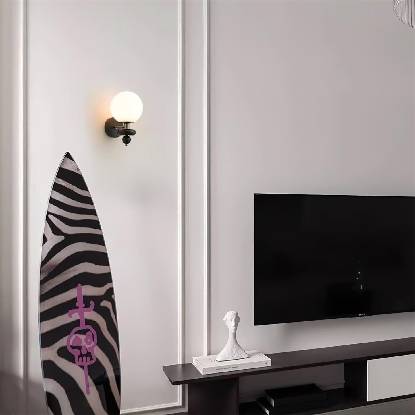 Modern Wall Sconce Lighting with Opal Glass and Wood Accents - Elegant Wall Lamp for Living Room, Bedroom, and Hallway