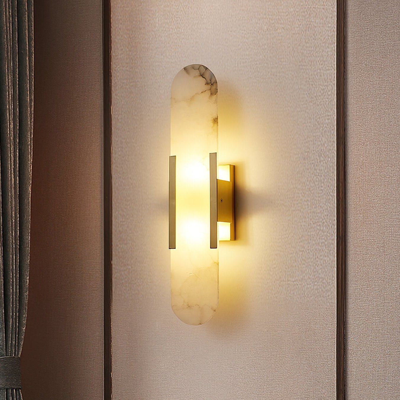 Modern Wall Lamp with Alabaster Cover and Metal Frame | Stylish Lighting for Living Room and Bedroom
