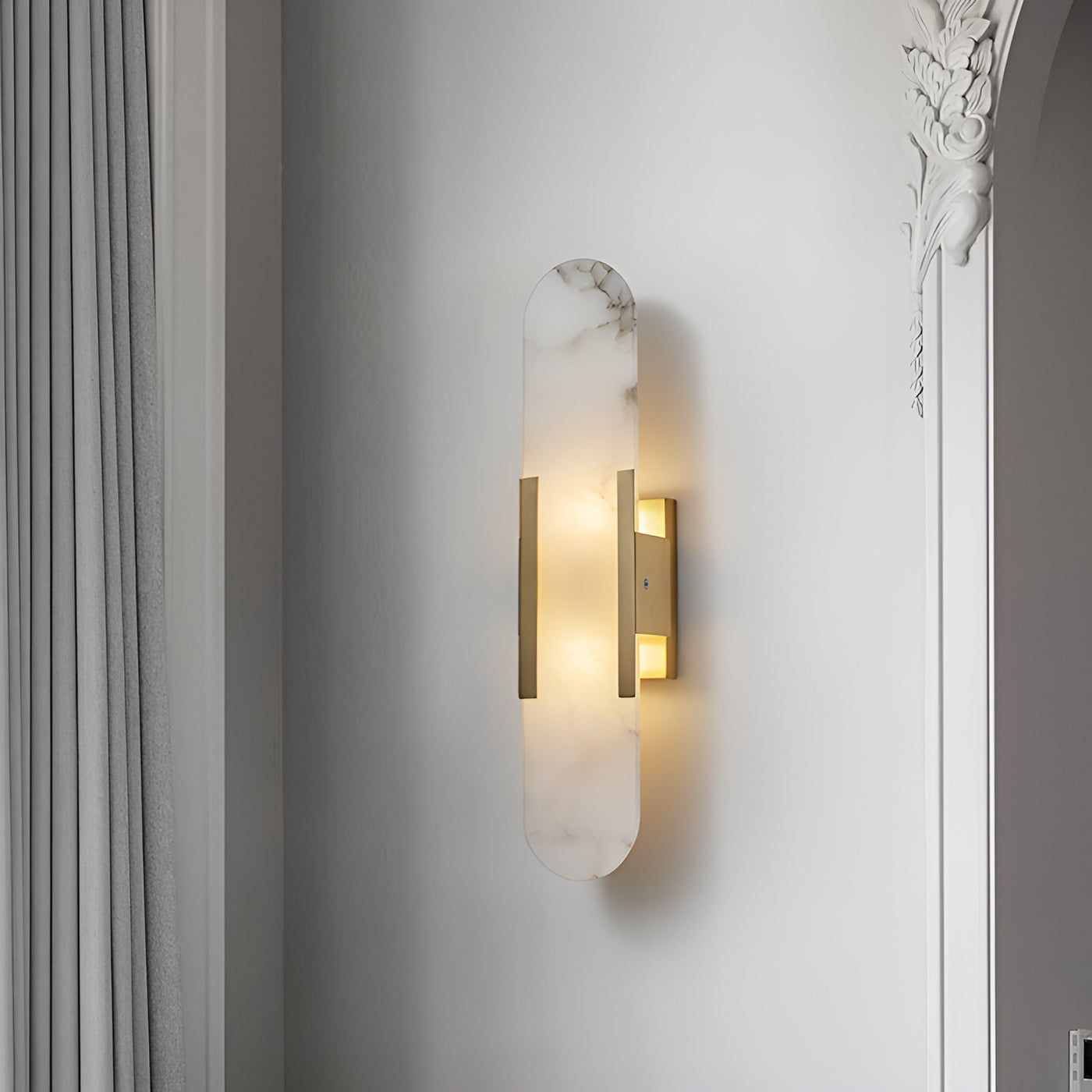 Modern Wall Lamp with Alabaster Cover and Metal Frame | Stylish Lighting for Living Room and Bedroom