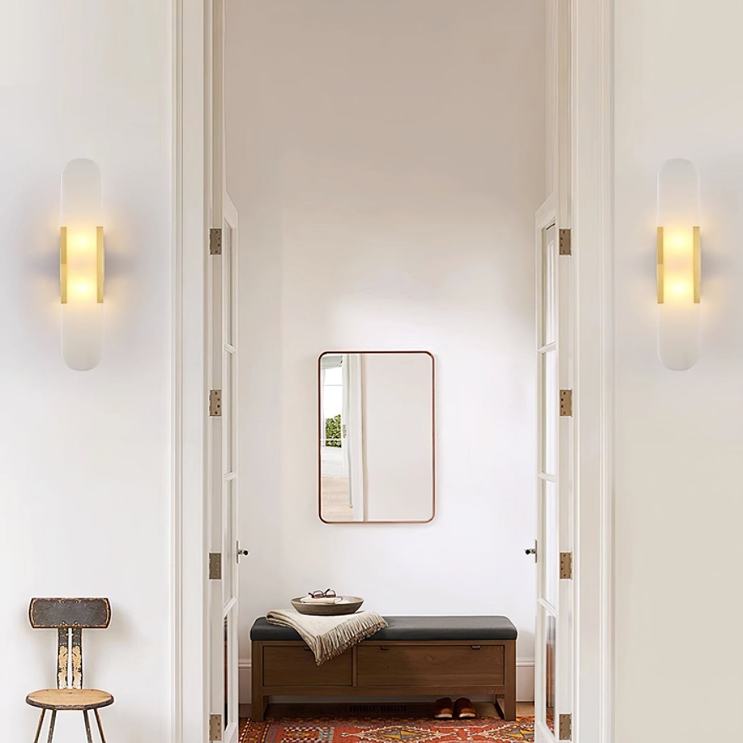 Modern Wall Lamp with Alabaster Cover and Metal Frame | Stylish Lighting for Living Room and Bedroom