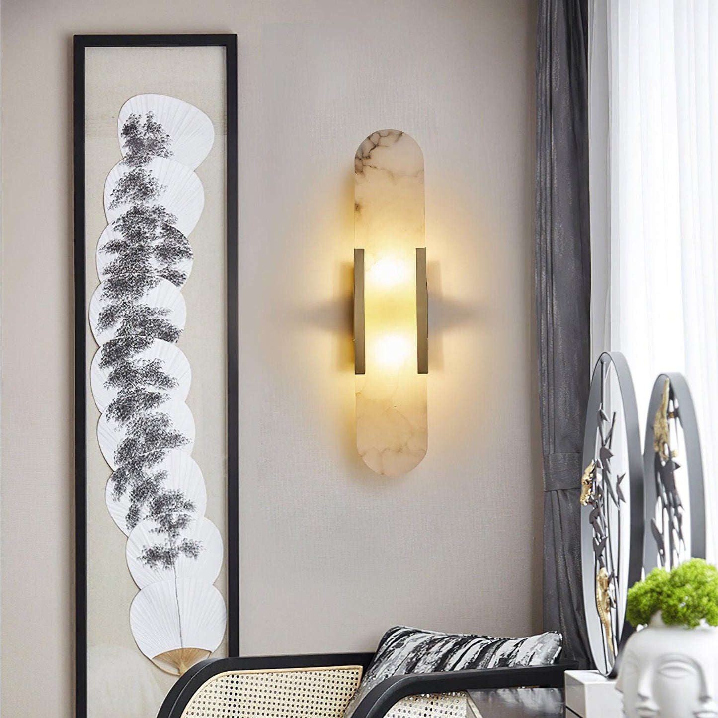 Modern Wall Lamp with Alabaster Cover and Metal Frame | Stylish Lighting for Living Room and Bedroom