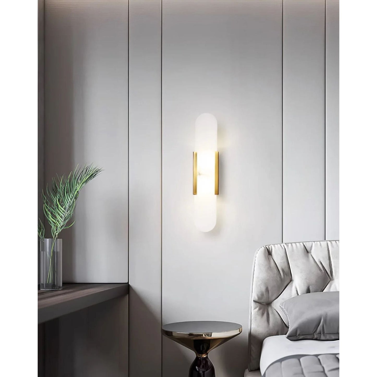 Modern Wall Lamp with Alabaster Cover and Metal Frame | Stylish Lighting for Living Room and Bedroom
