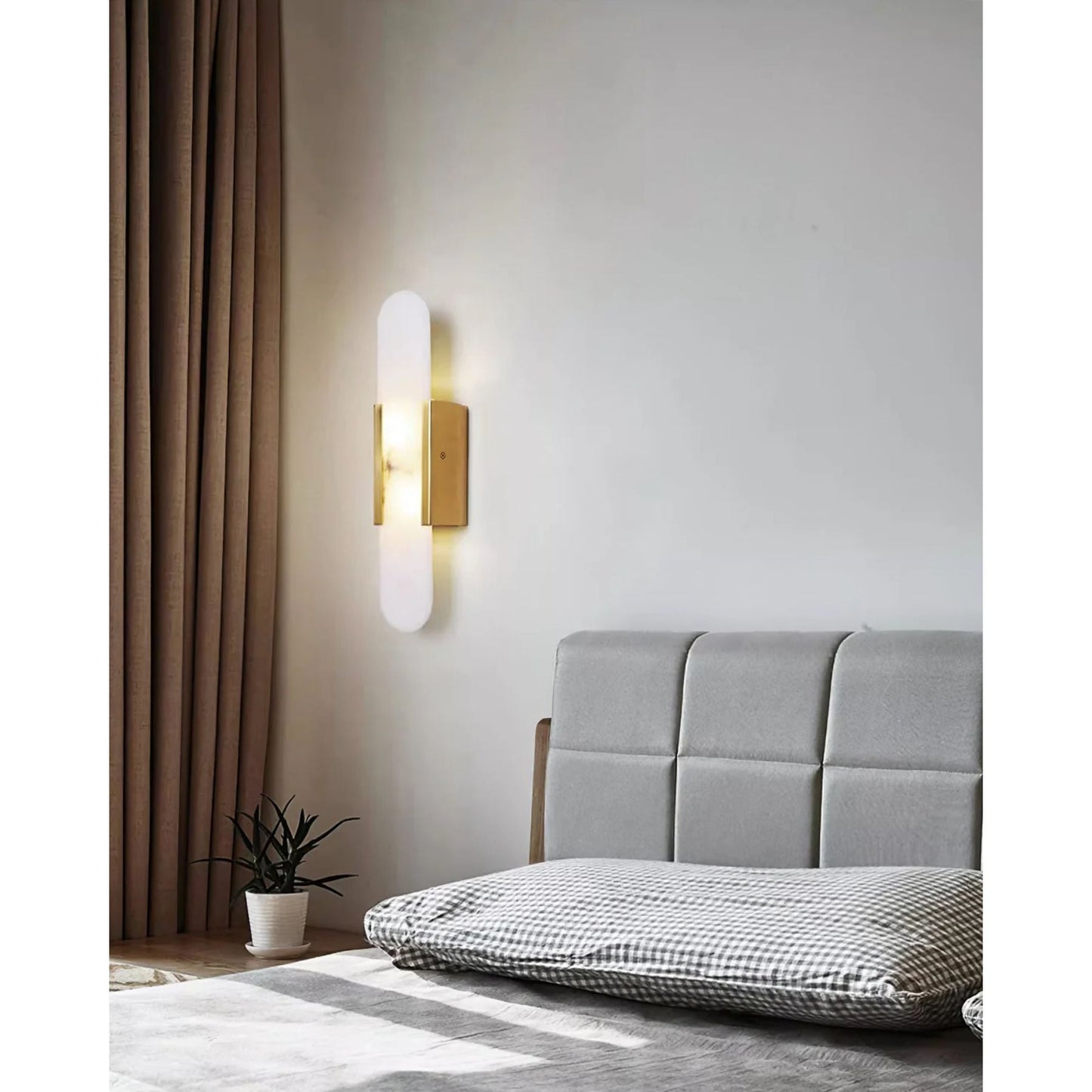 Modern Wall Lamp with Alabaster Cover and Metal Frame | Stylish Lighting for Living Room and Bedroom