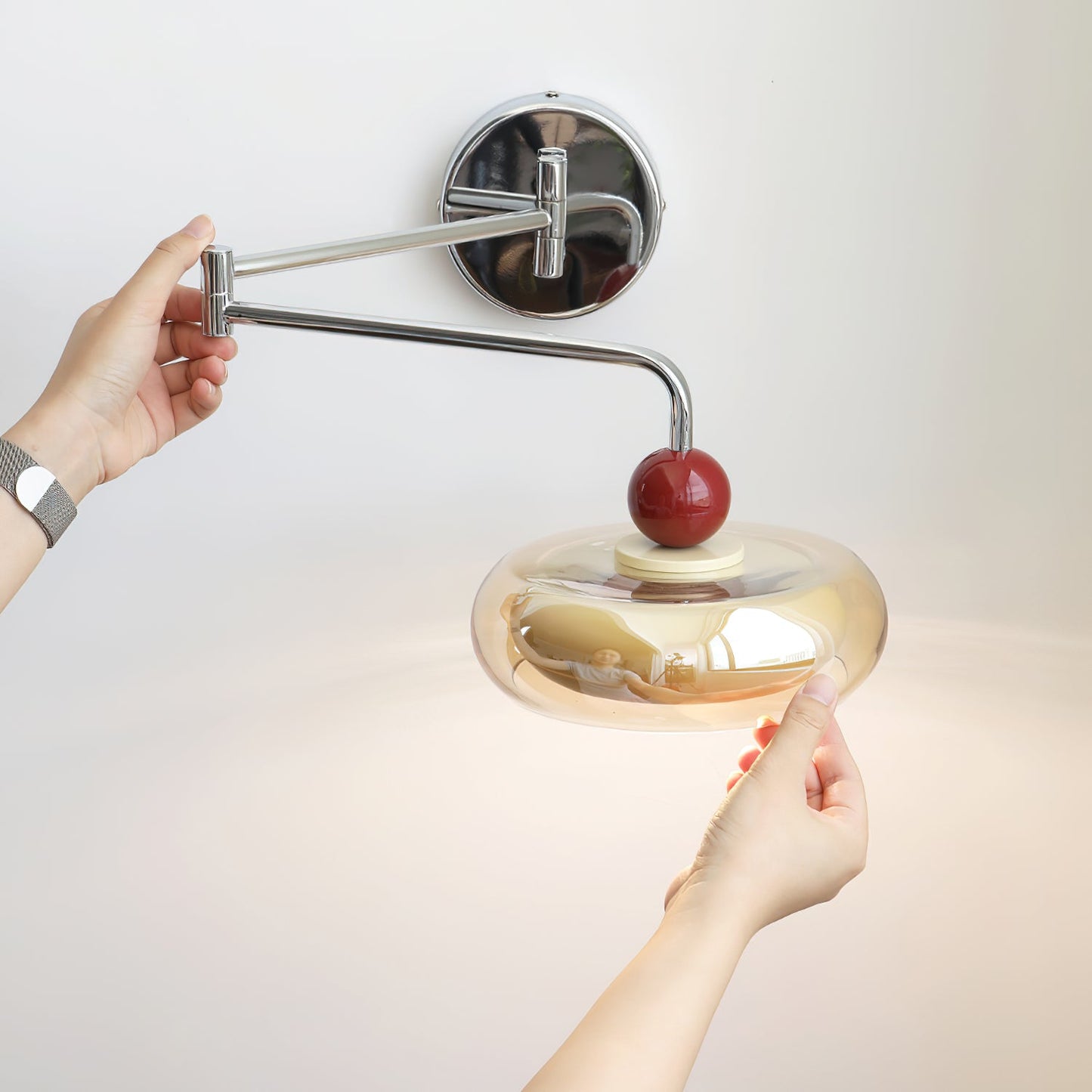 Modern Chrome Wall Sconce Light with Warm 3000K LED for Living Room, Bedroom, and Hallway - Unique Donut Diffuser Design