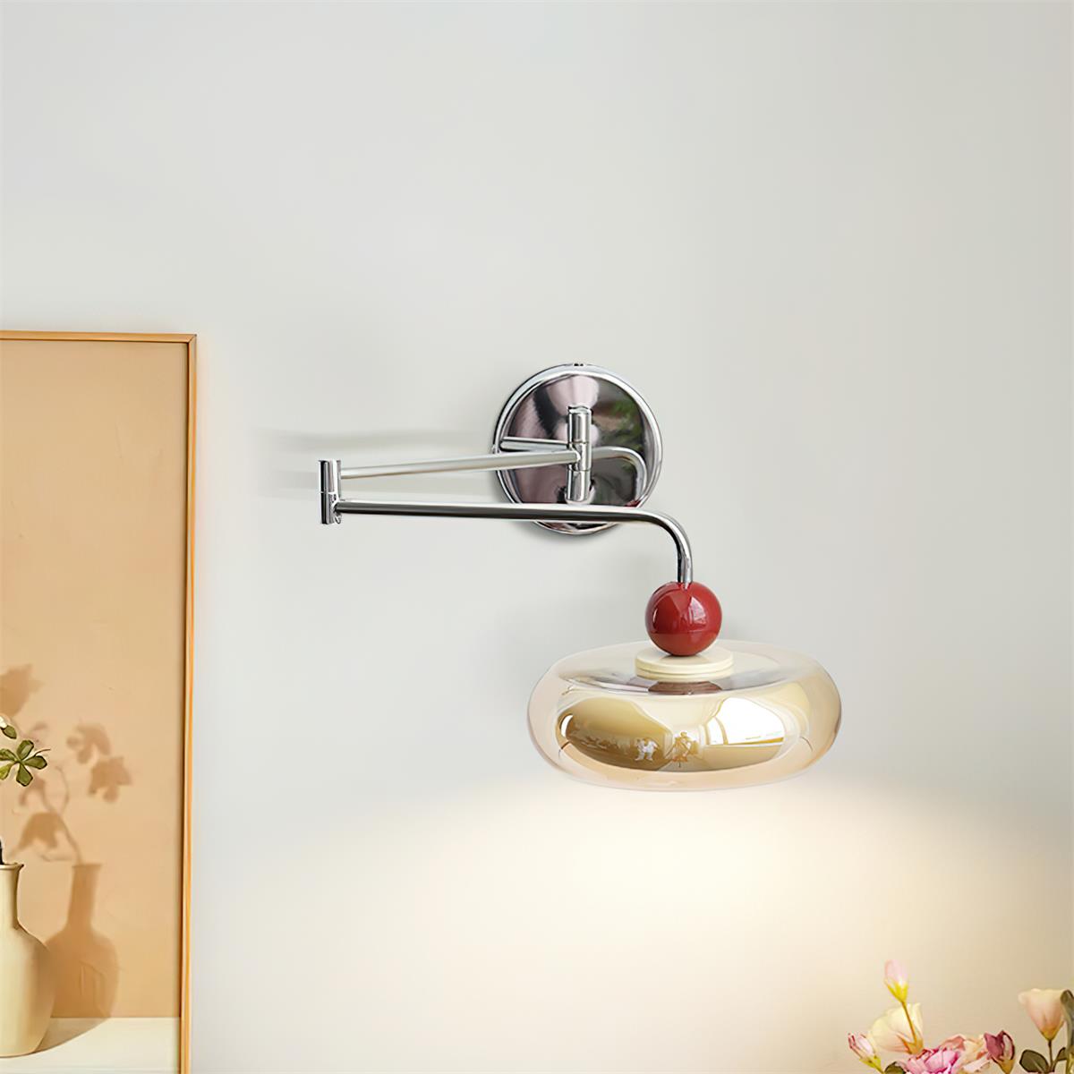 Modern Chrome Wall Sconce Light with Warm 3000K LED for Living Room, Bedroom, and Hallway - Unique Donut Diffuser Design