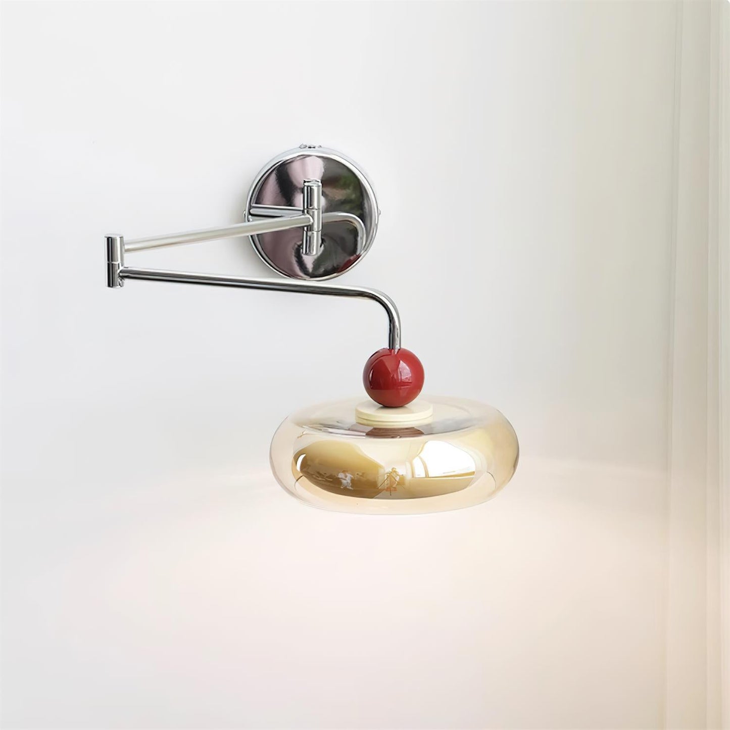 Modern Chrome Wall Sconce Light with Warm 3000K LED for Living Room, Bedroom, and Hallway - Unique Donut Diffuser Design