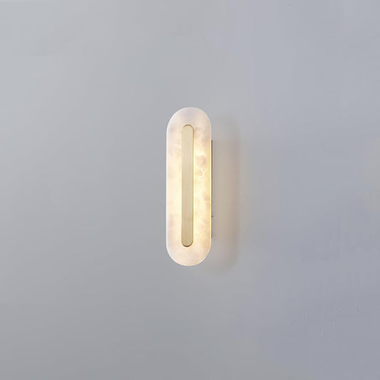 Modern Brass and Alabaster Wall Sconce Light with LED - Flexible Vertical/Horizontal Mounting, Soft Lighting for Any Room
