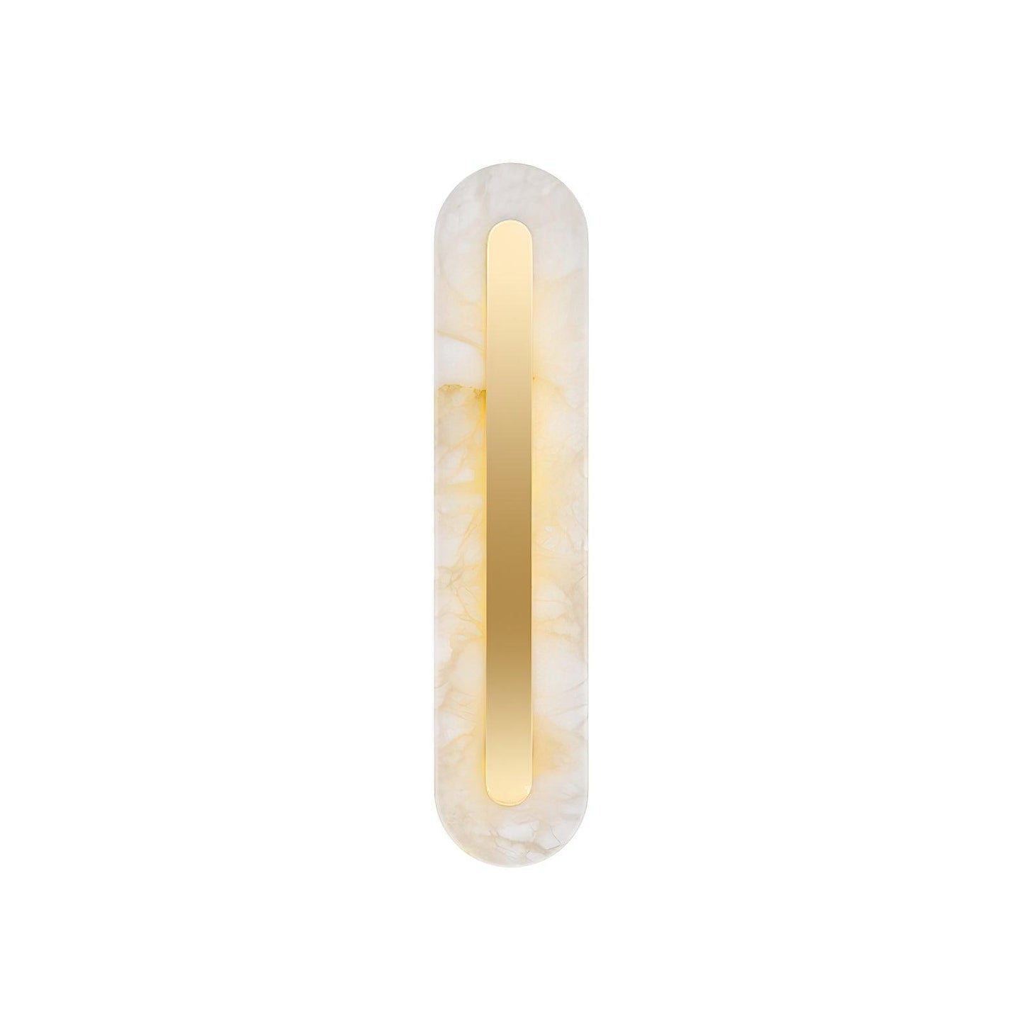Modern Brass and Alabaster Wall Sconce Light with LED - Flexible Vertical/Horizontal Mounting, Soft Lighting for Any Room