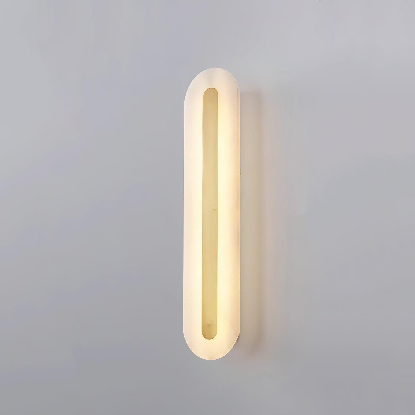 Modern Brass and Alabaster Wall Sconce Light with LED - Flexible Vertical/Horizontal Mounting, Soft Lighting for Any Room