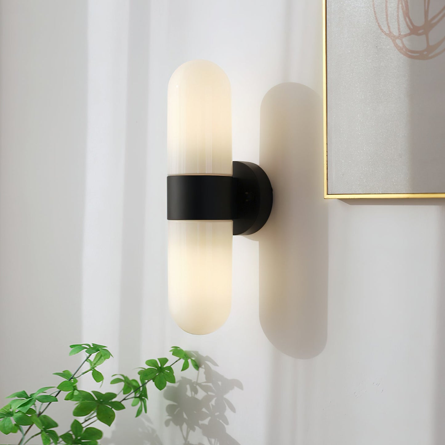Modern Wall Sconce Light with Cylinder Frosted Glass Shade - Soft Ambient Lighting for Living Rooms, Bedrooms, and Hallways