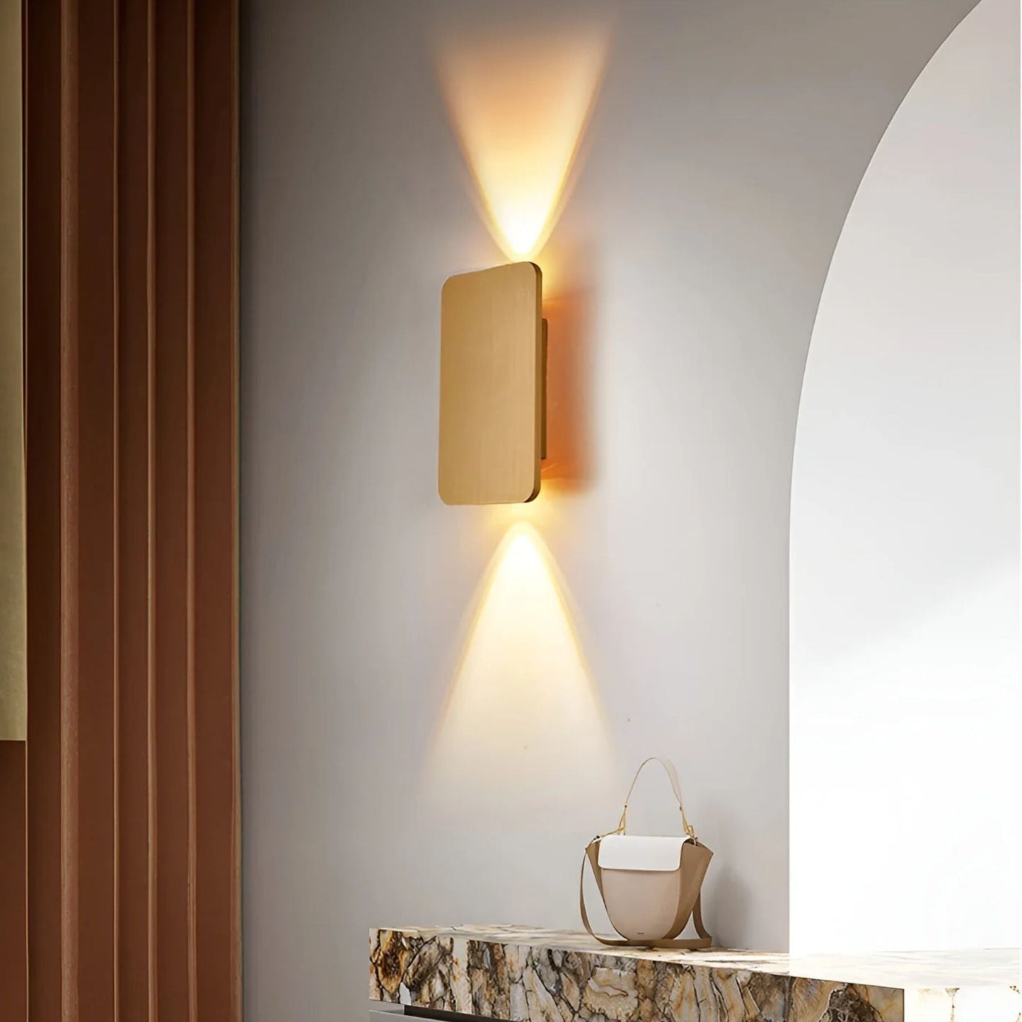 Modern Wall Light Sconce - Elegant Rectangular Design with Warm Dual Beam for Cozy Atmosphere, Ideal for Living Room and Bedroom
