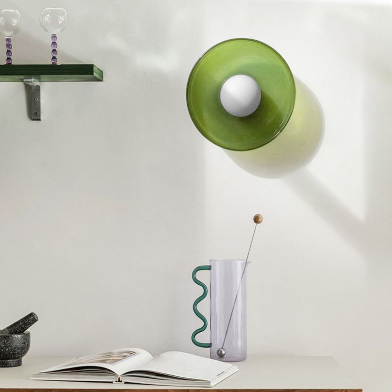 Modern Ceiling Light | Round Glass Shade with Warm Amber Shade | Elegant Lighting for a Pleasant Atmosphere