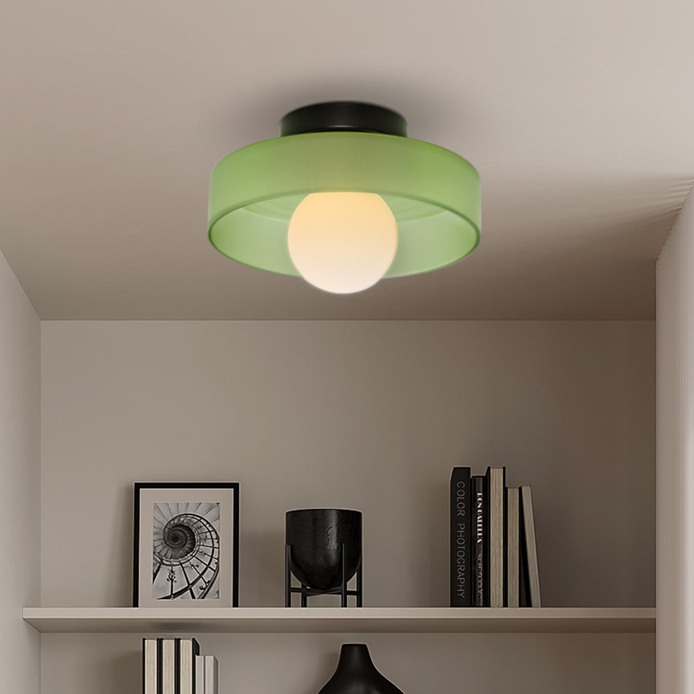 Modern Ceiling Light | Round Glass Shade with Warm Amber Shade | Elegant Lighting for a Pleasant Atmosphere