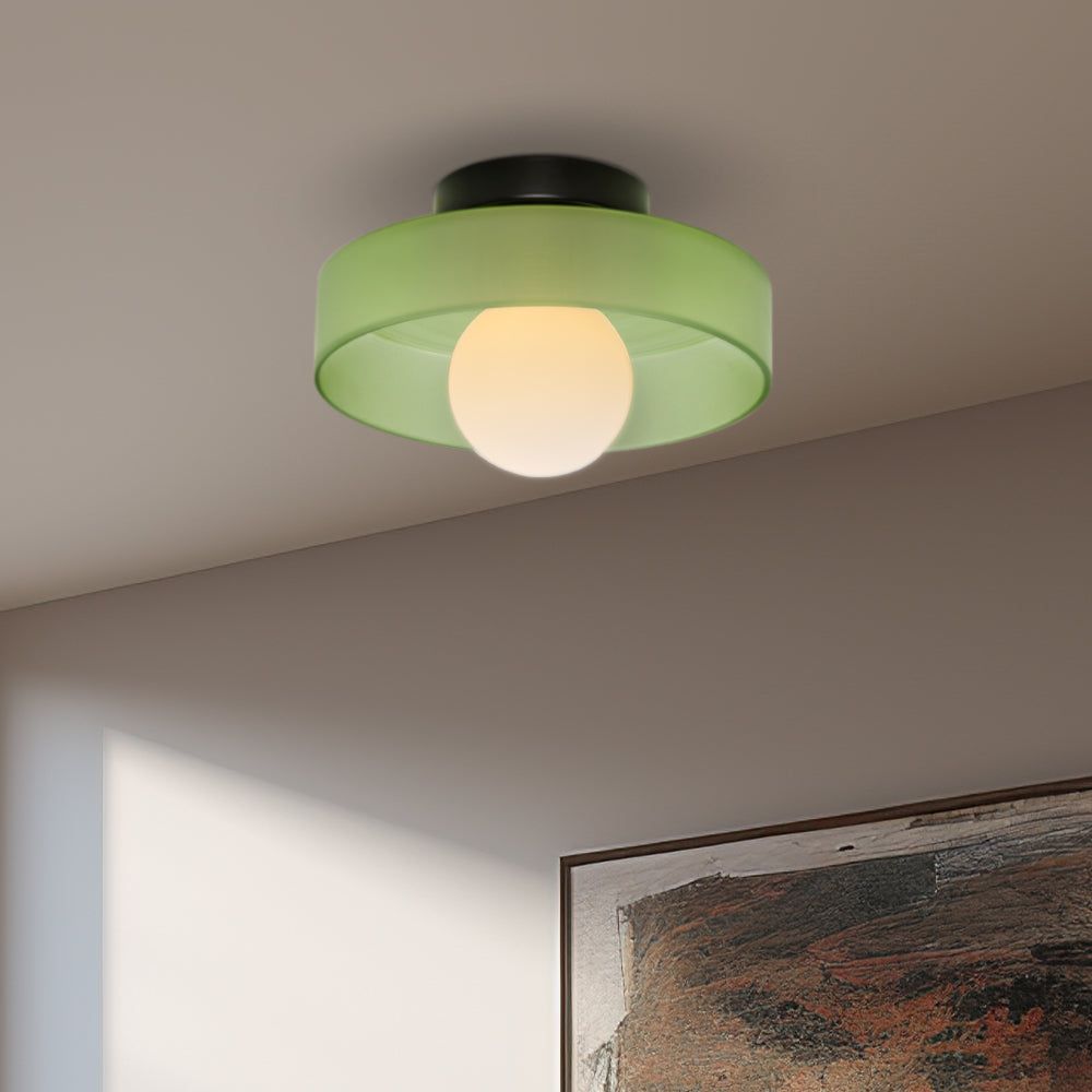 Modern Ceiling Light | Round Glass Shade with Warm Amber Shade | Elegant Lighting for a Pleasant Atmosphere