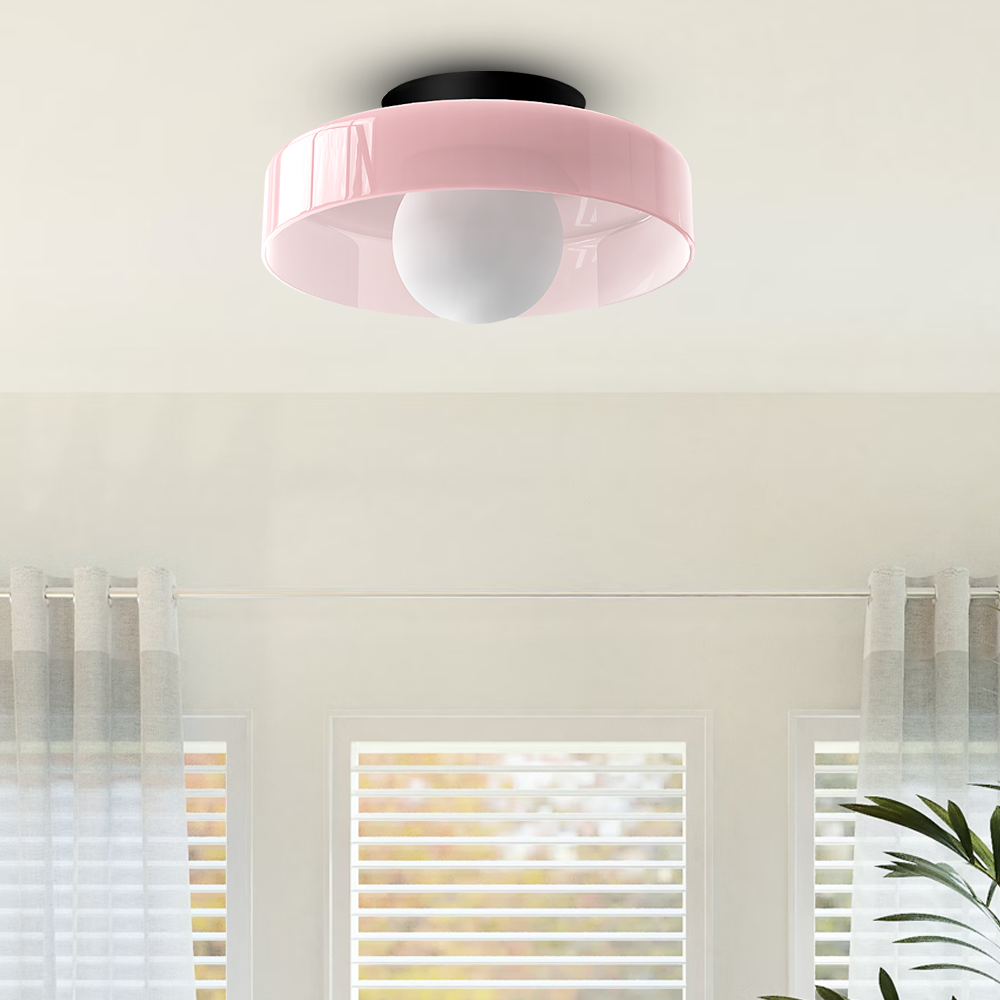 Modern Ceiling Light | Round Glass Shade with Warm Amber Shade | Elegant Lighting for a Pleasant Atmosphere