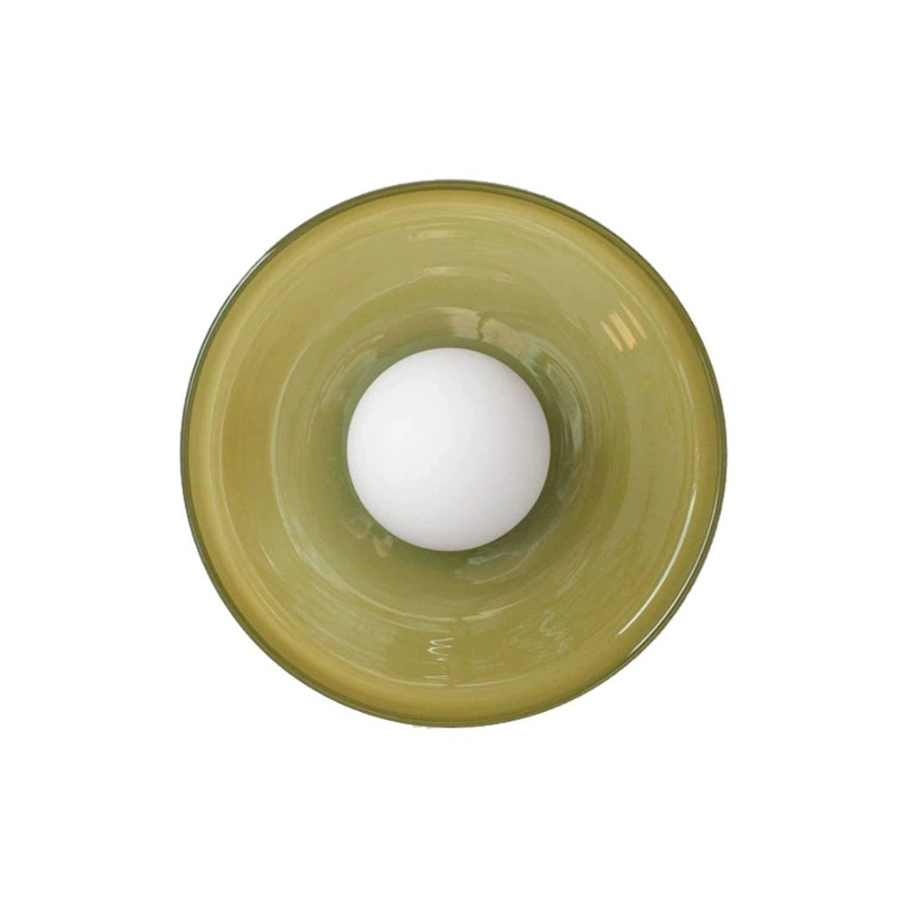 Modern Ceiling Light | Round Glass Shade with Warm Amber Shade | Elegant Lighting for a Pleasant Atmosphere