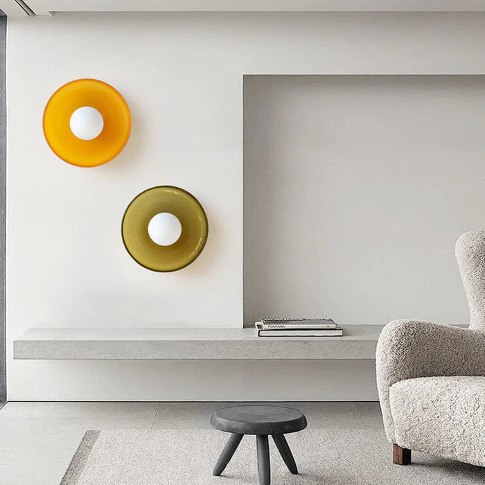 Modern Ceiling Light | Round Glass Shade with Warm Amber Shade | Elegant Lighting for a Pleasant Atmosphere
