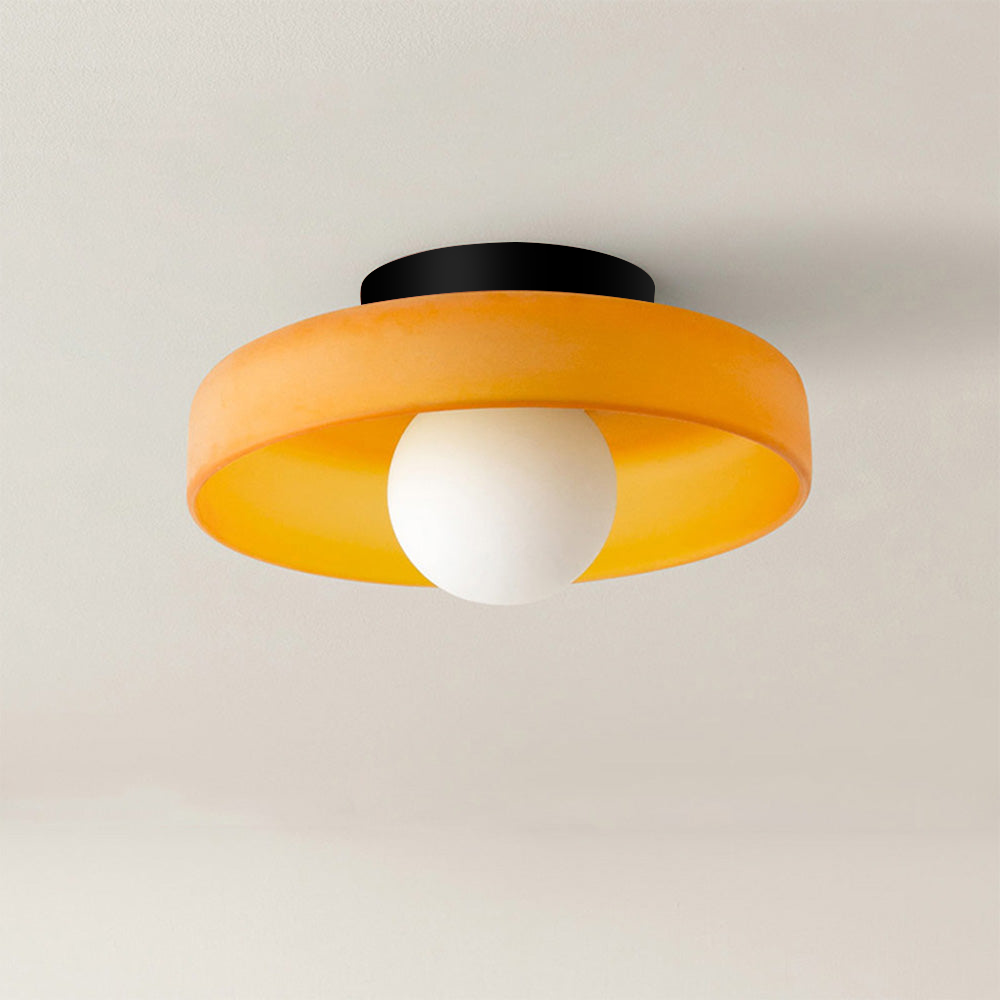 Modern Ceiling Light | Round Glass Shade with Warm Amber Shade | Elegant Lighting for a Pleasant Atmosphere