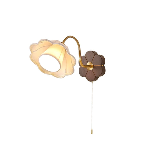 Vintage Flower Wall Sconce Lighting with Handmade Shade - Elegant Wall Lamp for Cozy Interiors