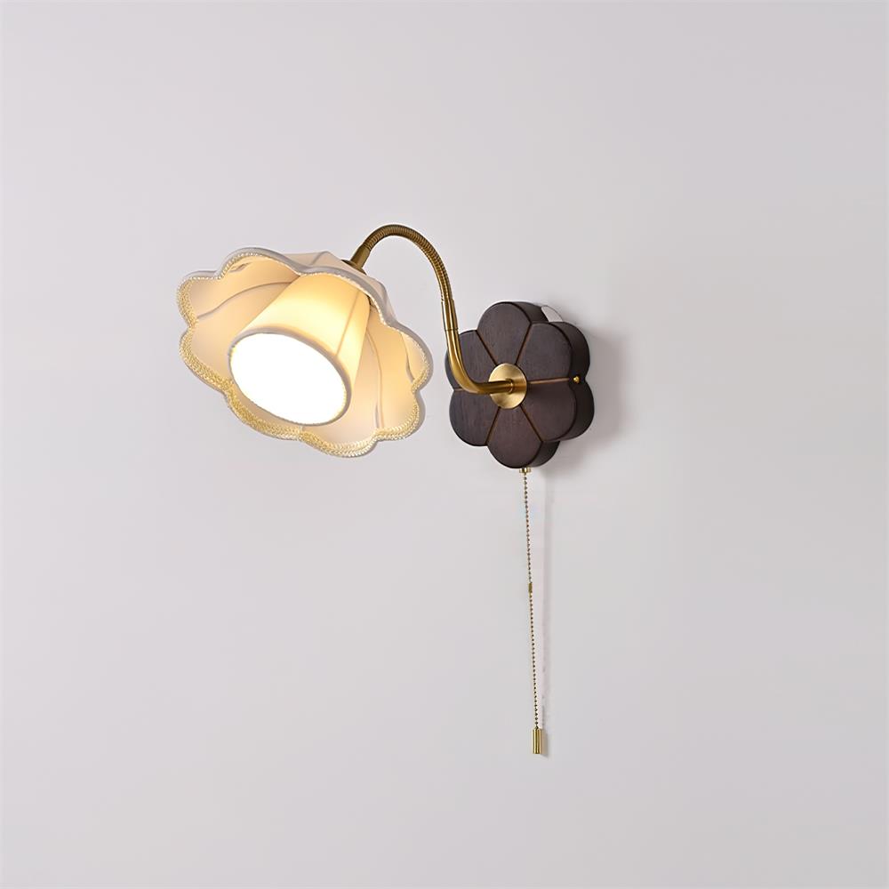 Vintage Flower Wall Sconce Lighting with Handmade Shade - Elegant Wall Lamp for Cozy Interiors