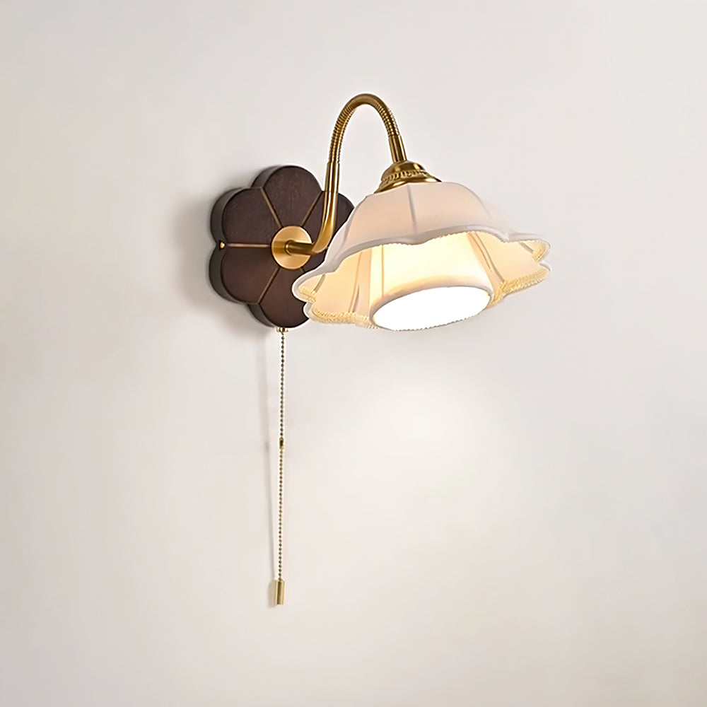 Vintage Flower Wall Sconce Lighting with Handmade Shade - Elegant Wall Lamp for Cozy Interiors