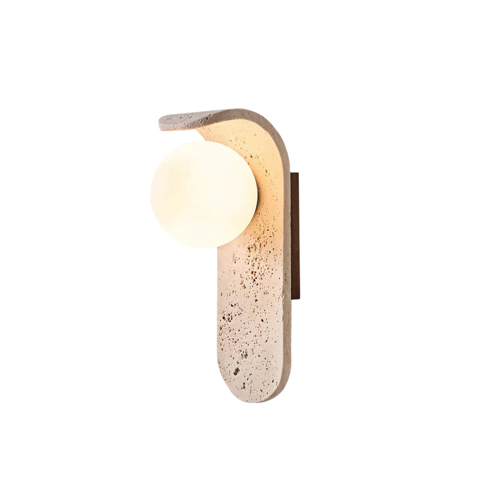 Modern Wall Sconce Lighting with Travertine Base and Glass Ball - Elegant Wall Lamp for Cozy Atmosphere