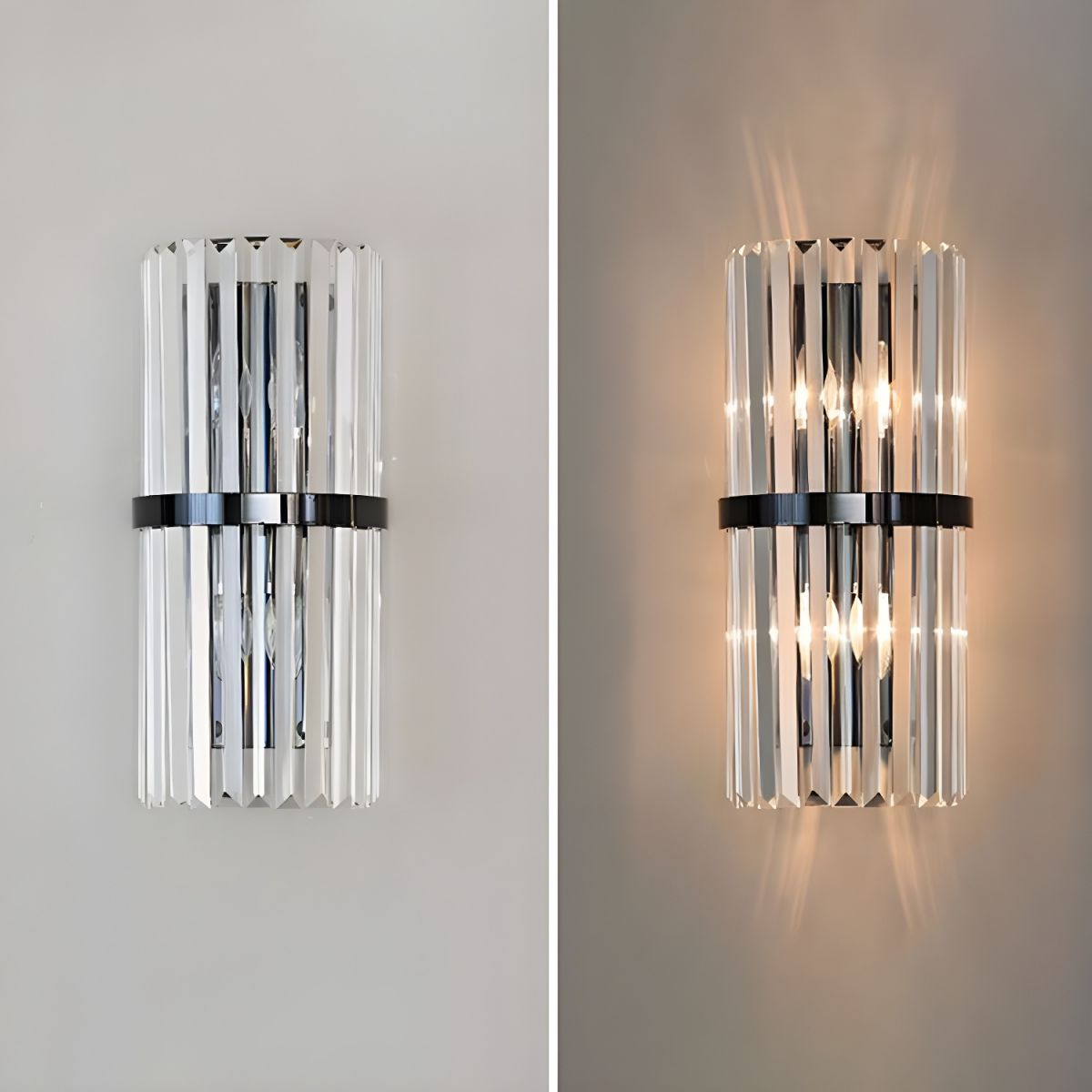 Elegant Crystal Glass Wall Light Sconce - Modern Design for Living Room & Bedroom, G9 Socket, Stainless Steel Accent
