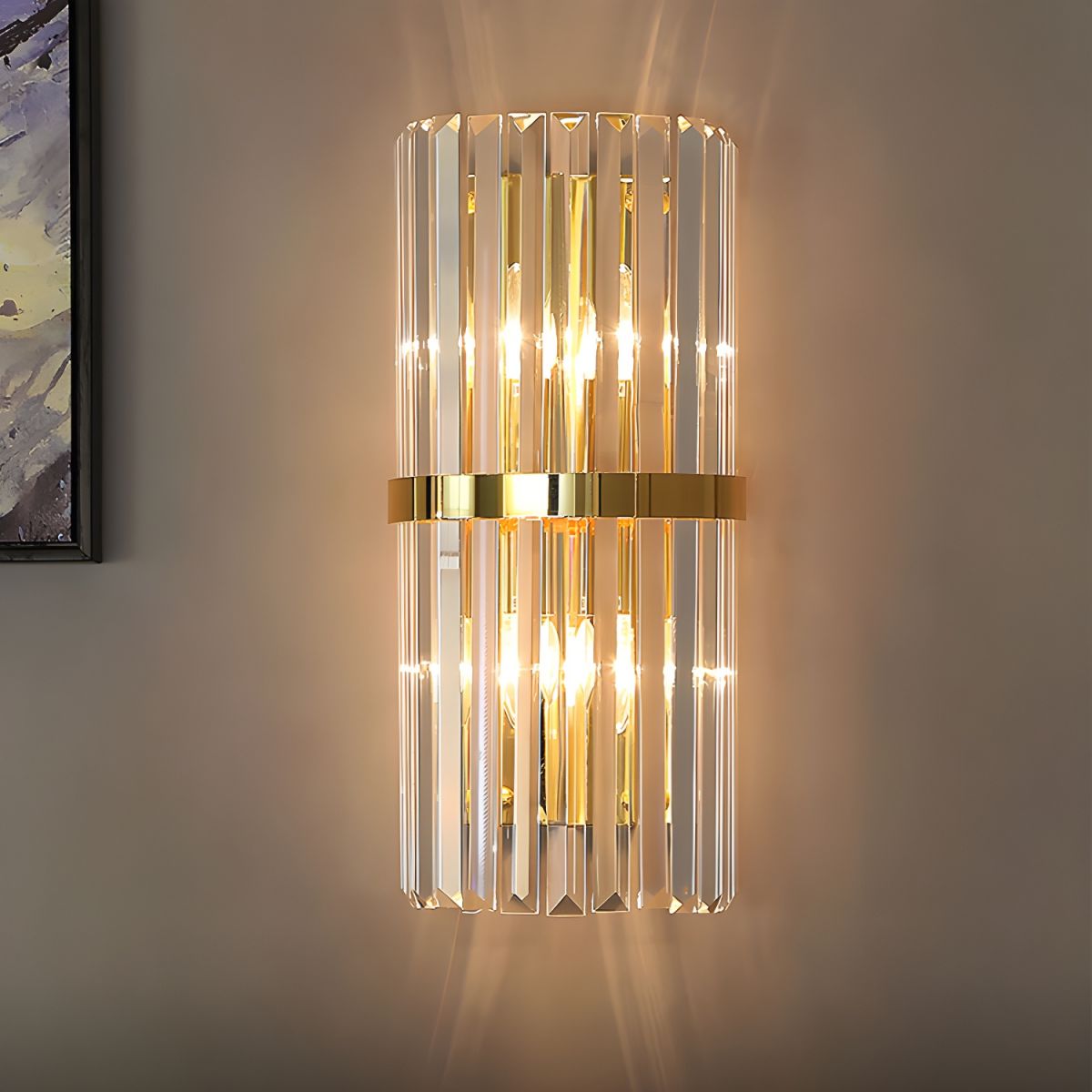 Elegant Crystal Glass Wall Light Sconce - Modern Design for Living Room & Bedroom, G9 Socket, Stainless Steel Accent