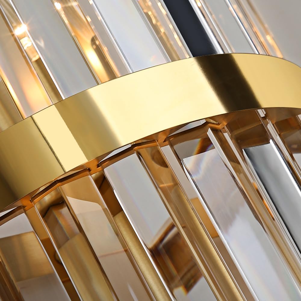 Elegant Crystal Glass Wall Light Sconce - Modern Design for Living Room & Bedroom, G9 Socket, Stainless Steel Accent