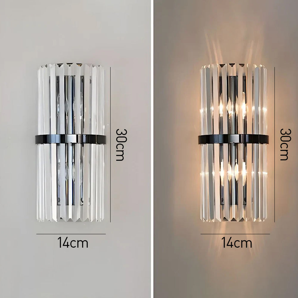 Elegant Crystal Glass Wall Light Sconce - Modern Design for Living Room & Bedroom, G9 Socket, Stainless Steel Accent