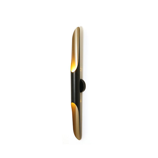 Mid-Century Modern Wall Sconce Lighting - Elegant Metal Wall Lamp in Matte Black and Gold Finish