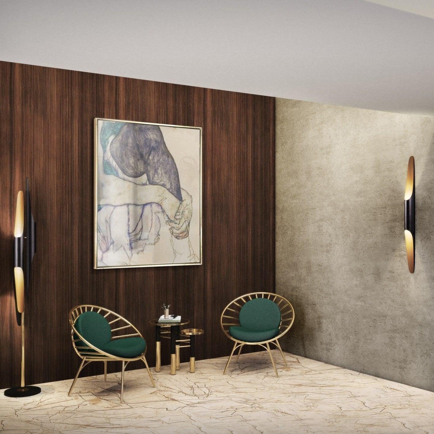 Mid-Century Modern Wall Sconce Lighting - Elegant Metal Wall Lamp in Matte Black and Gold Finish
