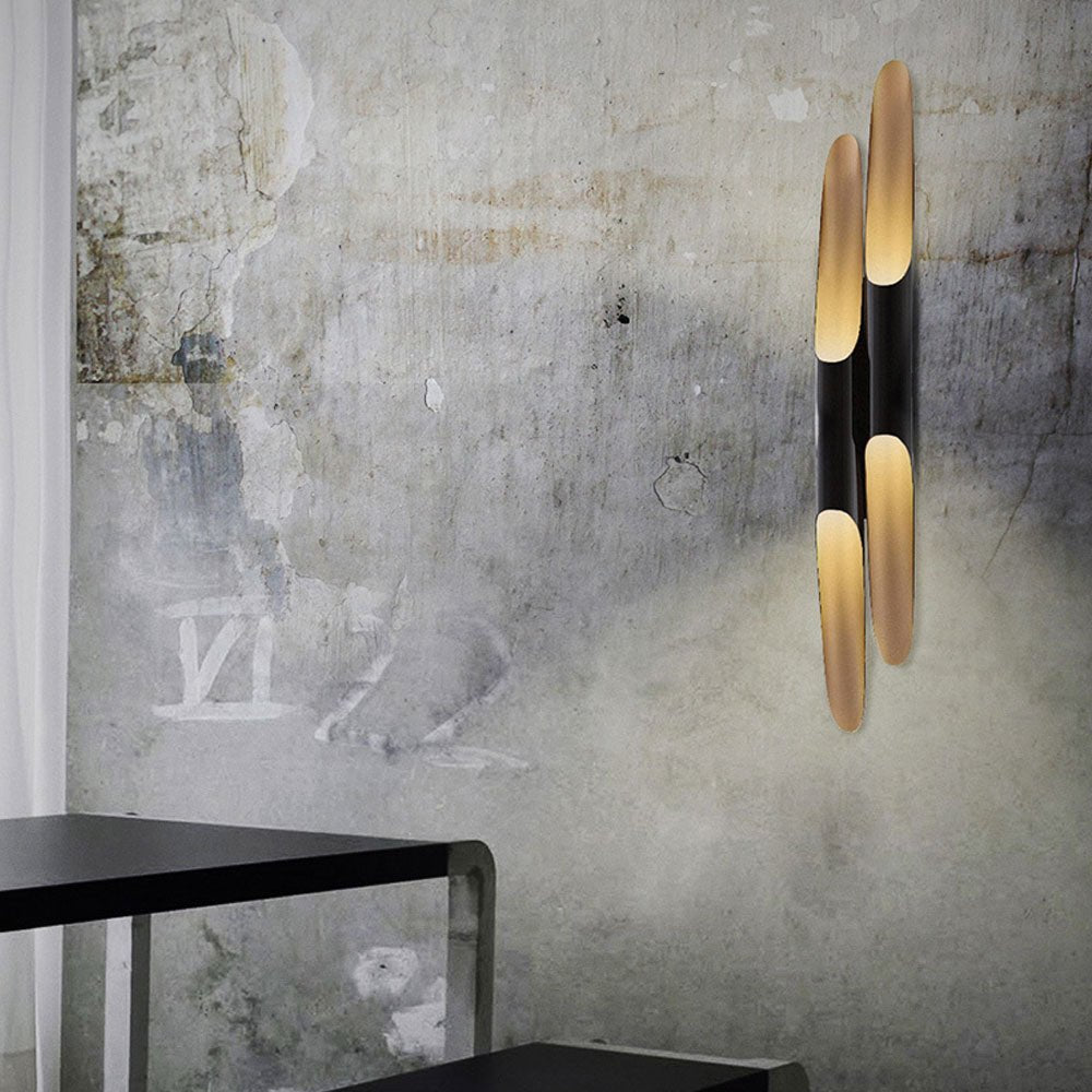 Mid-Century Modern Wall Sconce Lighting - Elegant Metal Wall Lamp in Matte Black and Gold Finish