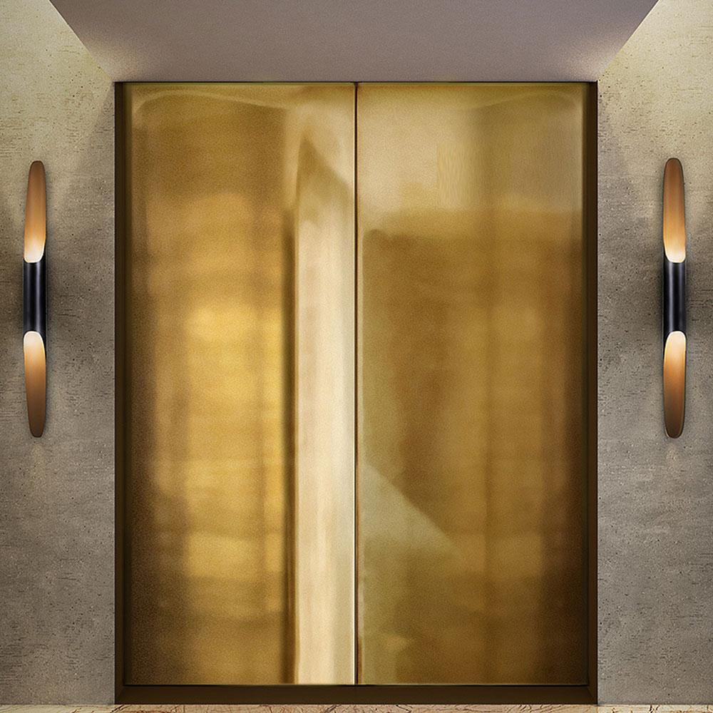 Mid-Century Modern Wall Sconce Lighting - Elegant Metal Wall Lamp in Matte Black and Gold Finish