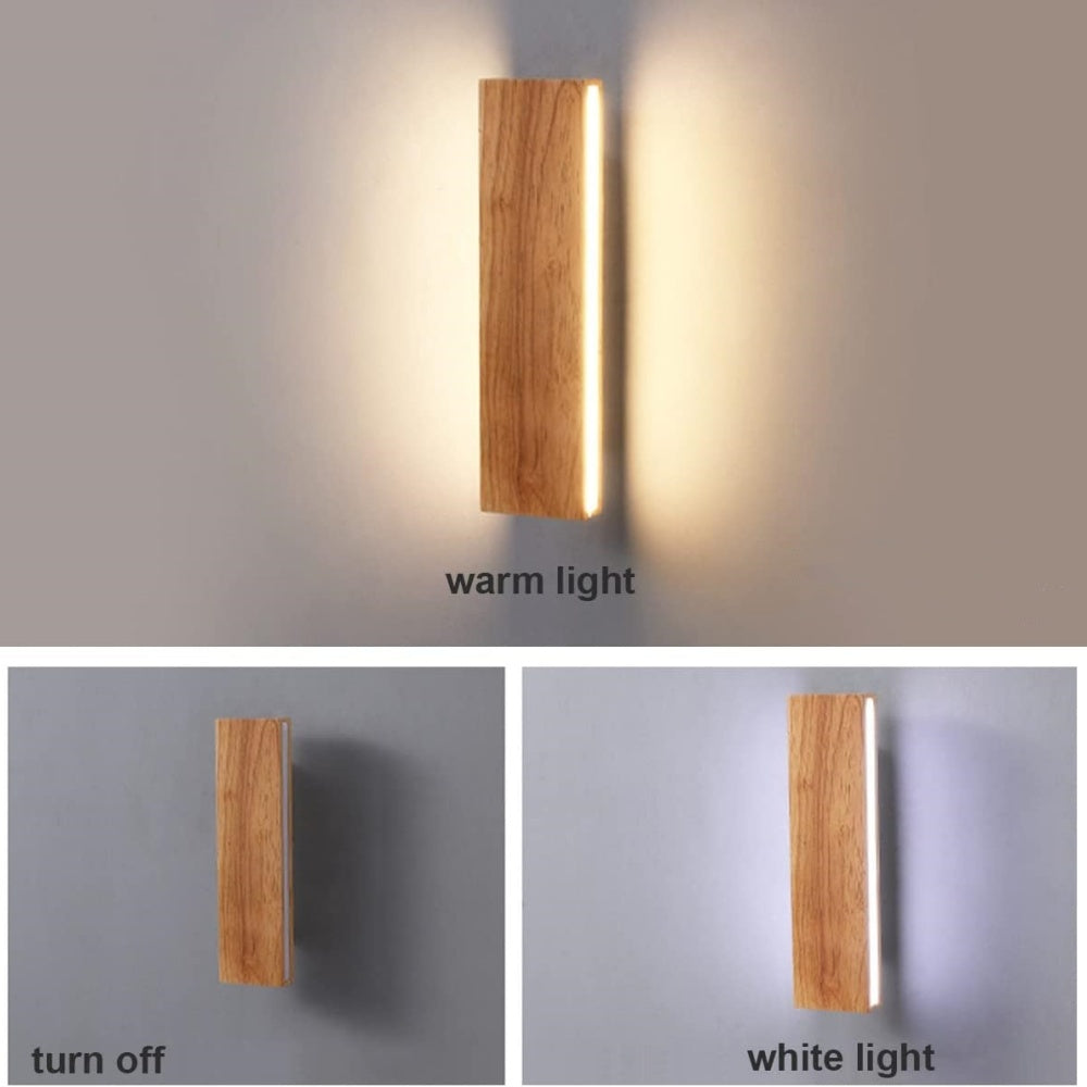 Norello Adjustable Wooden Wall Lamp with LED Sconce Light - Modern Wall Sconce Lighting for Living Room and Bedroom