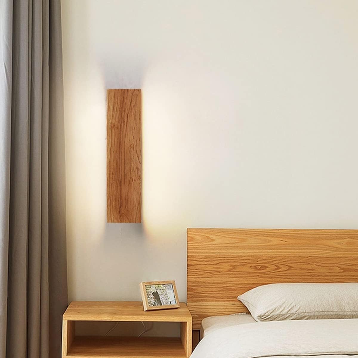 Norello Adjustable Wooden Wall Lamp with LED Sconce Light - Modern Wall Sconce Lighting for Living Room and Bedroom