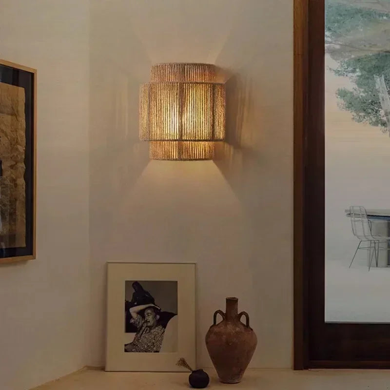 Ozu | Hemp rope wall lamp with LED lighting | Stylish lighting for peaceful interiors