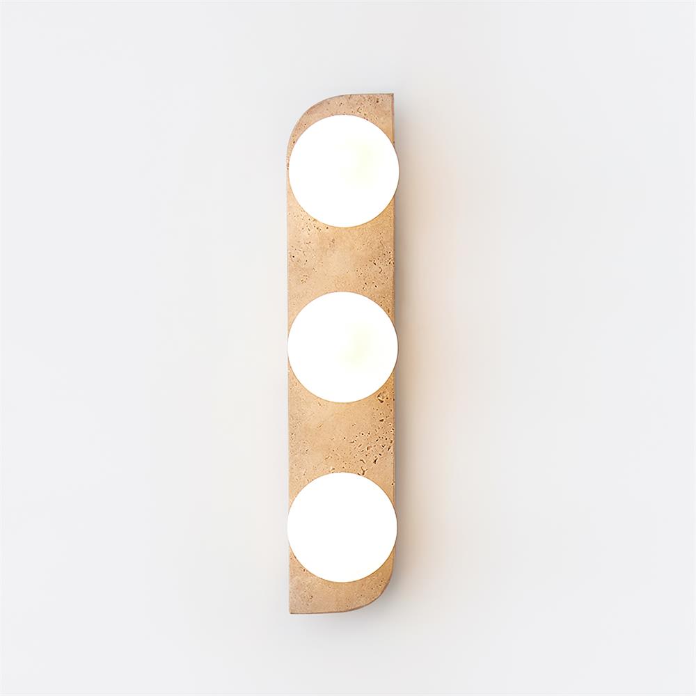 Pellune Modern Wall Sconce Light with Travertine and Wood - Elegant Wall Lamp for Living Room, Hallway, and Bathroom