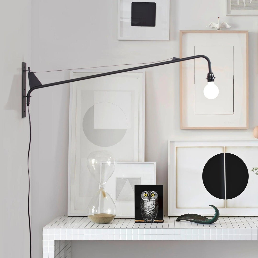 Provenco Modern Wall Sconce Lighting with Adjustable Arm - Black and White Wall Lamp for Living Room, Dining Room, Bedroom, Office