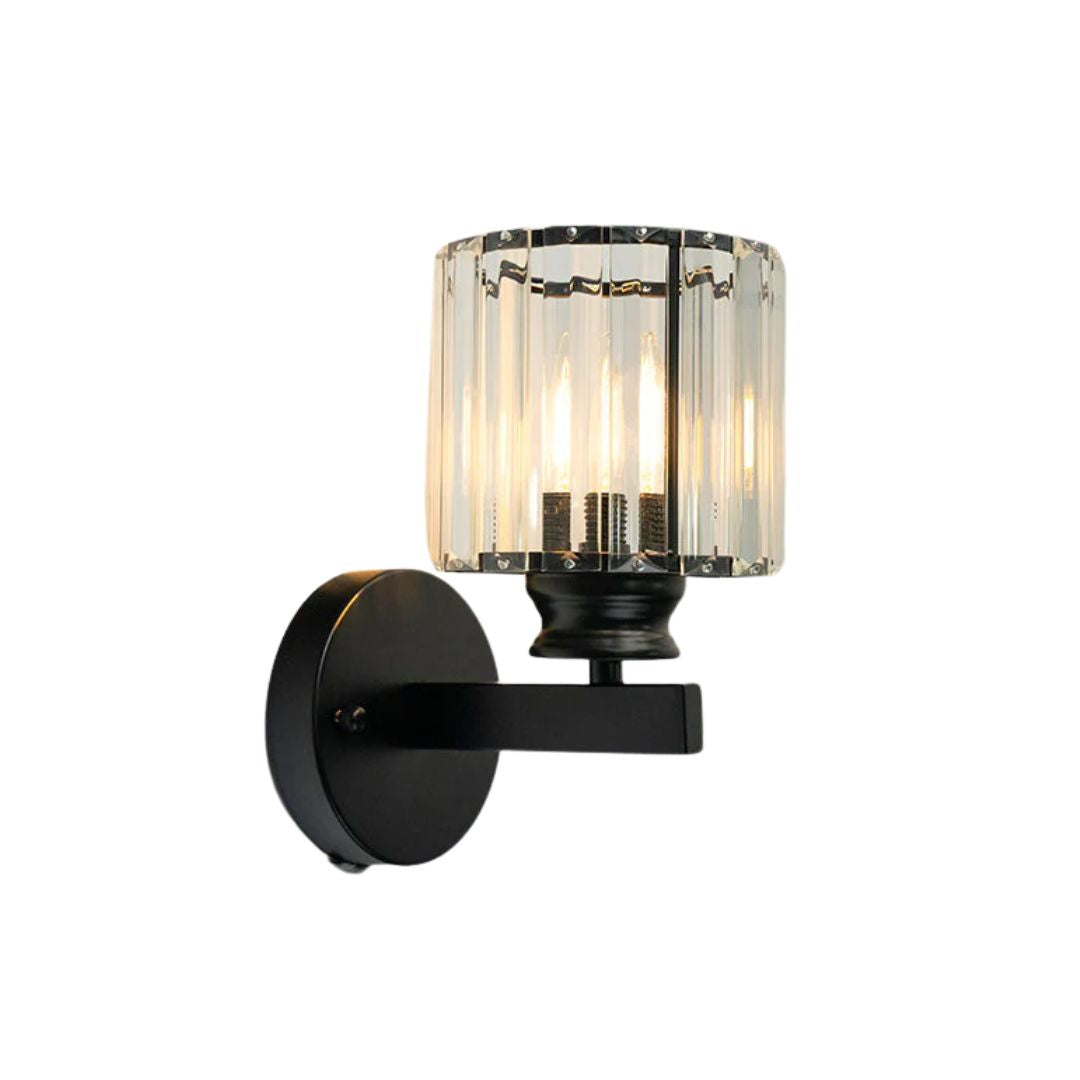 Quisso Modern Wall Sconce Light with Glass Shade - Elegant Black and Transparent Design for Atmosphere