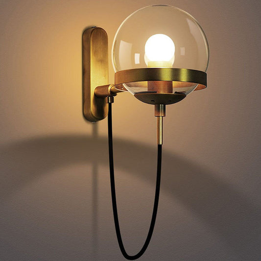 Retro Style | Wall Lamp with Glass Ball and Metal Frame | Elegant Lighting for Modern Interior
