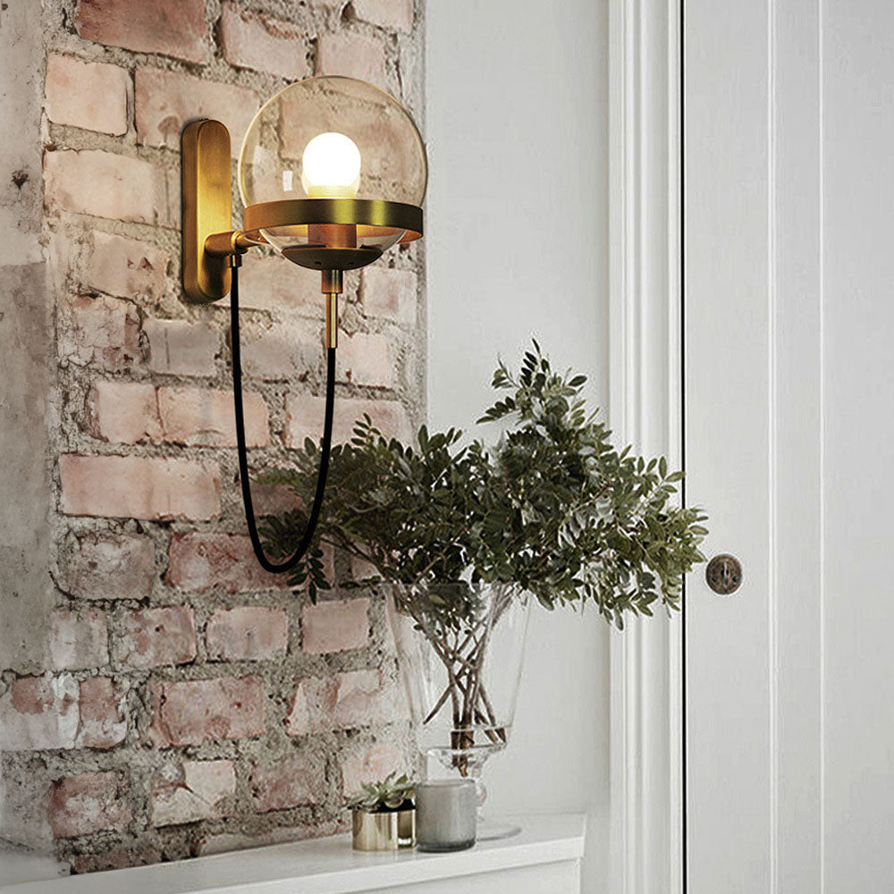 Retro Style | Wall Lamp with Glass Ball and Metal Frame | Elegant Lighting for Modern Interior
